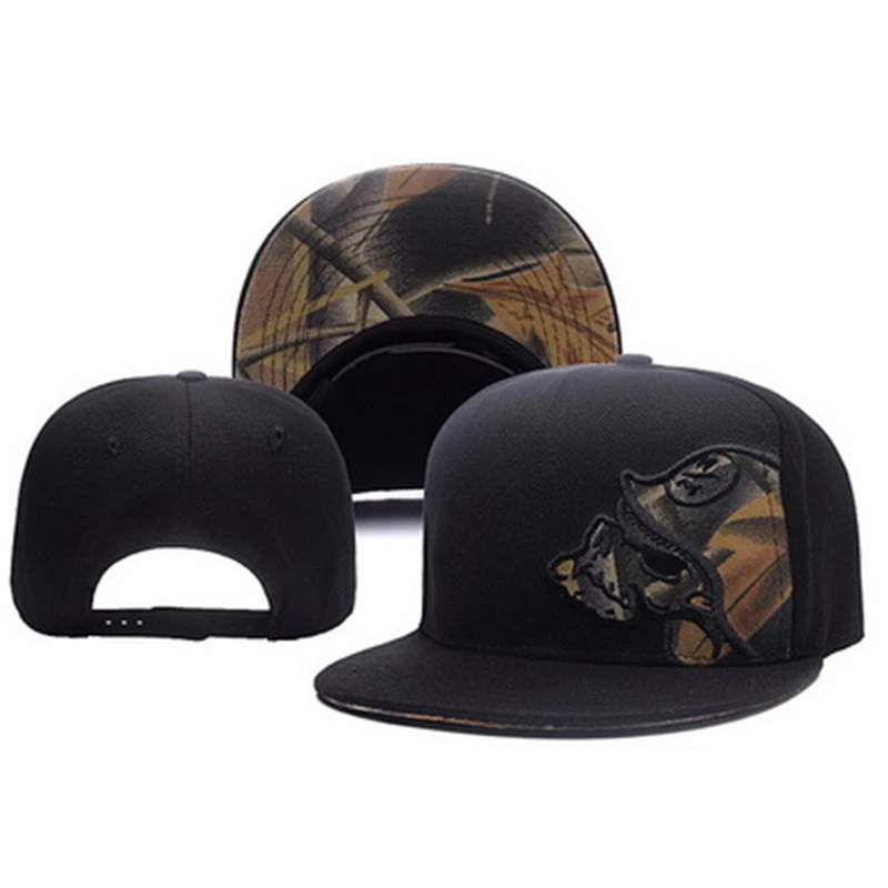 Unisex Skeleton Embroidery Bas - Snapback Hat Flat ulasan dan harga