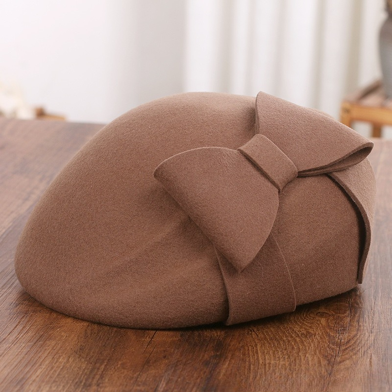 French Elegant Mesh-Bow Wool B - Fedora Hat Wool ulasan dan harga