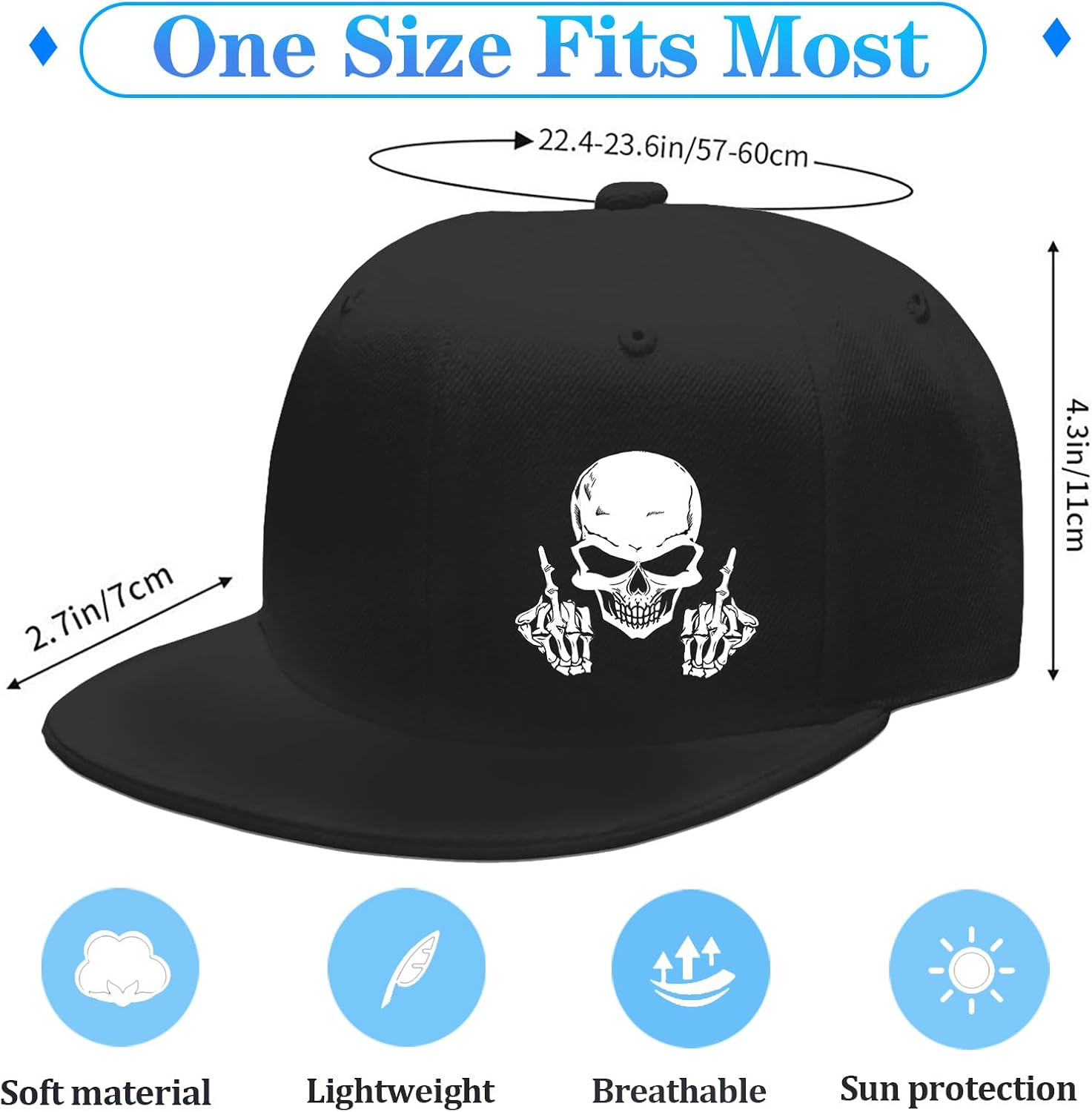 Skull Middle Finger Snapback H - Snapback Hat Flat ulasan dan harga