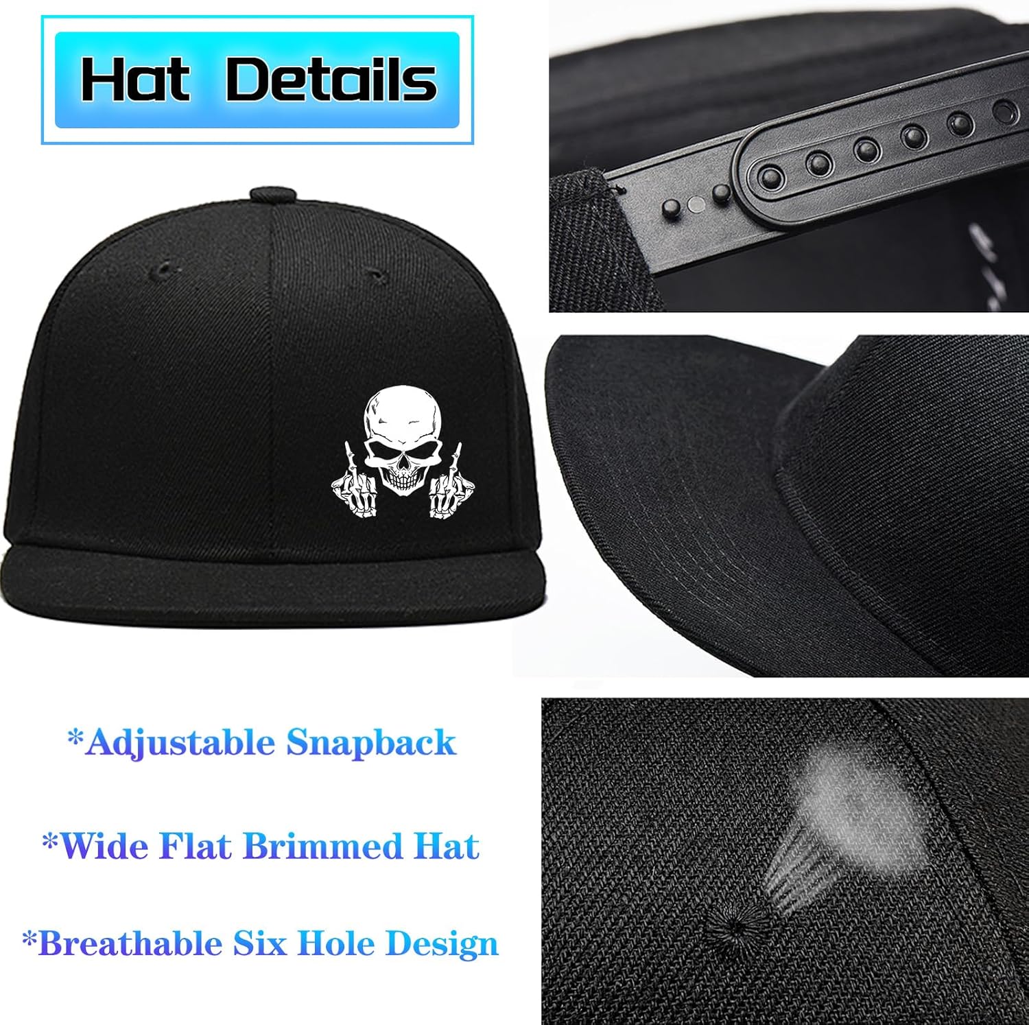 Skull Middle Finger Snapback H - Snapback Hat Flat ulasan dan harga